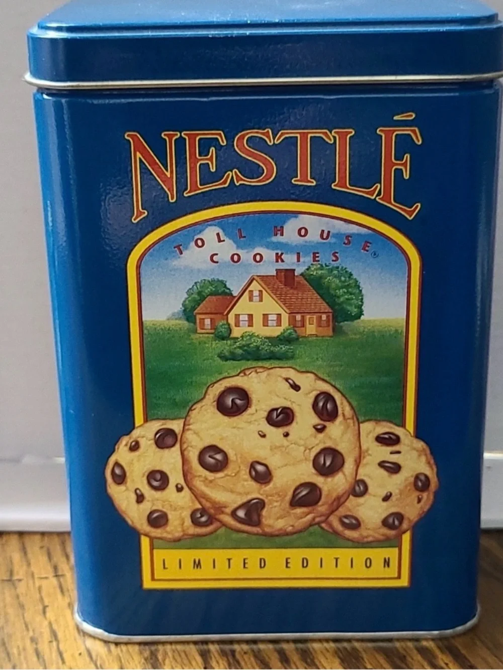 Vintage Nestlé Limited Edition Toll House Cookie Tin - Blue Collectible